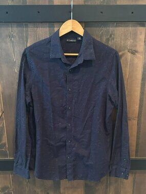 en Thread Navy Blue Subtle Speckled Long-sleeved Button-down Shirt Men's Size M